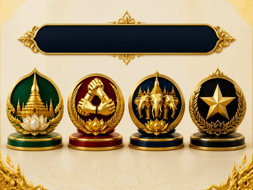 หวยลาวสี่ประเภทพร้อมตราสัญลักษณ์