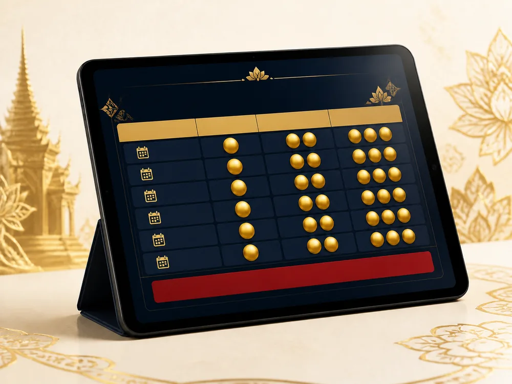 โทรศัพท์แสดงผลรางวัลพร้อมเครื่องหมายถูกเกี่ยวกับหวยมาเลย์